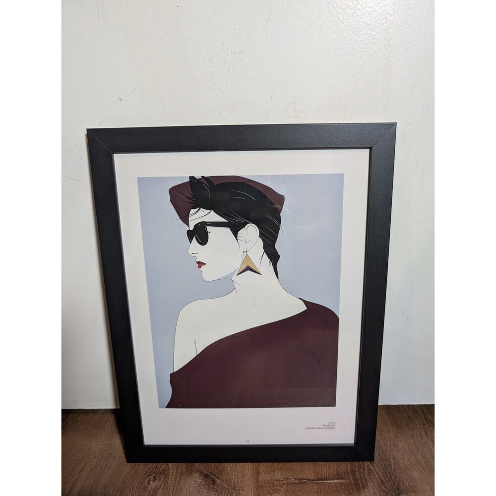 Patrick Nagel Framed Art Bookplate Print of Woman 1985 1980s Picture